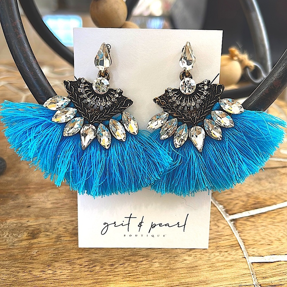 Blue boho glam earrings
